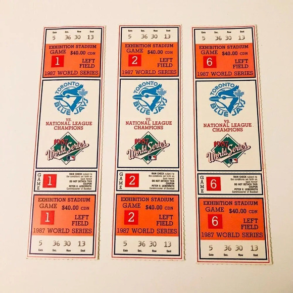 1987 Lot of 3 MLB Baseball Toronto Blue Jays  World Series Tickets - Picture 2 of 10